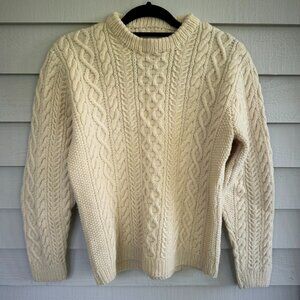 Handknit Fisherman Cable Knit Wool Sweater